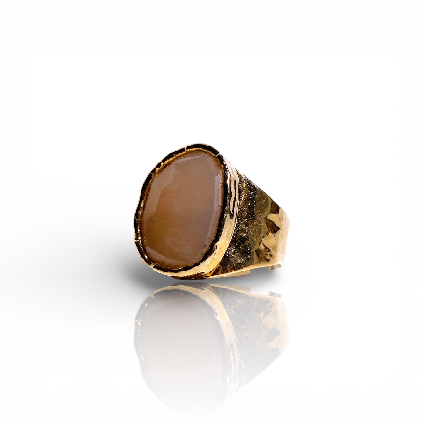 Rose-Cut Peach Moonstone Ring