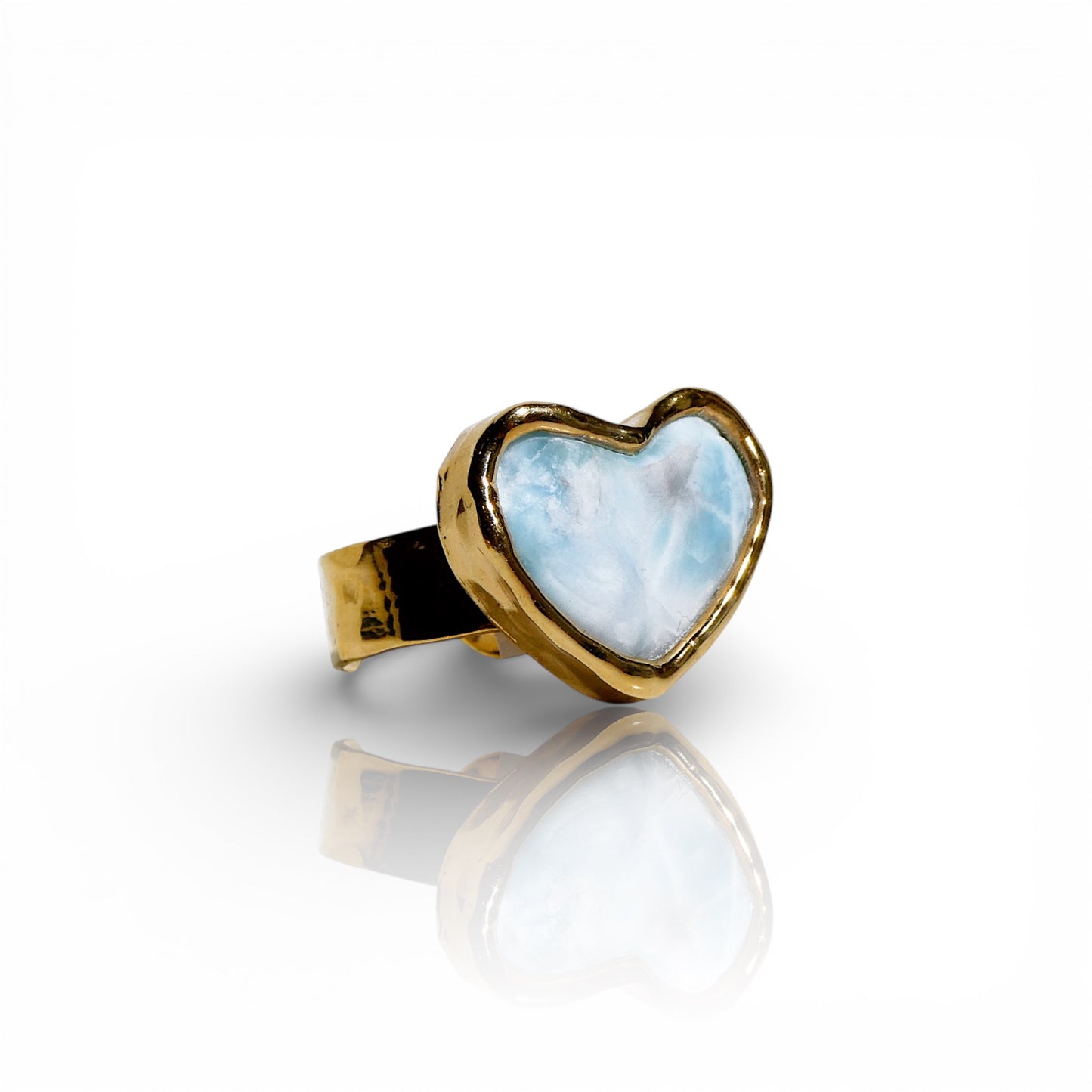 Natural Larimar Heart Ring
