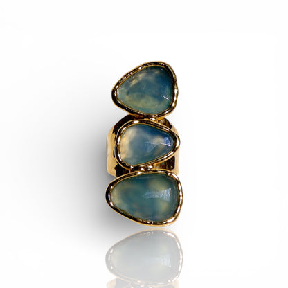 Stacked Blue Chalcedony Statement Ring