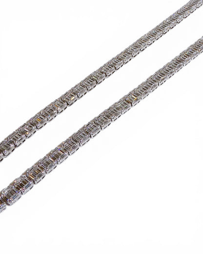 Baguette-Cut Moissanite Tennis Necklace 925 Sterling Silver