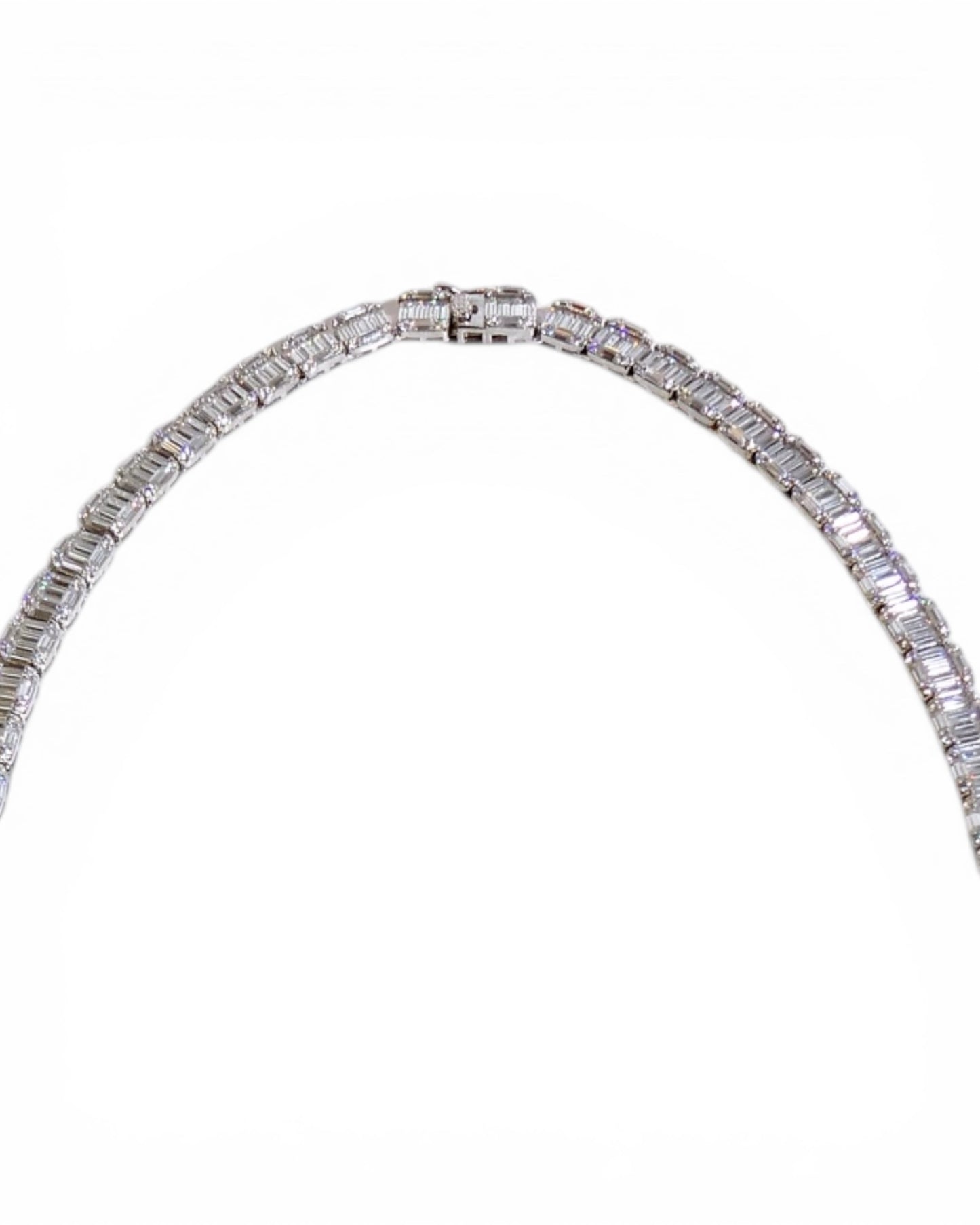 Baguette-Cut Moissanite Tennis Necklace 925 Sterling Silver