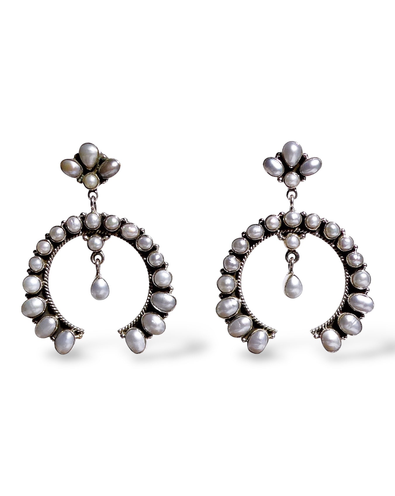 Freshwater Pearl Sterling Silver Open Hoop Earrings