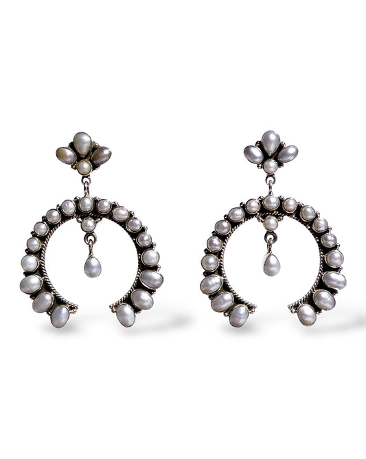 Freshwater Pearl Sterling Silver Open Hoop Earrings