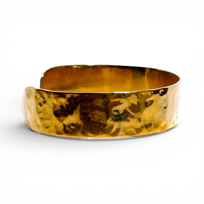 Hammered Gold Medium Width Cuff Bracelet