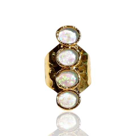 NEW Four Stone White Opal Ring