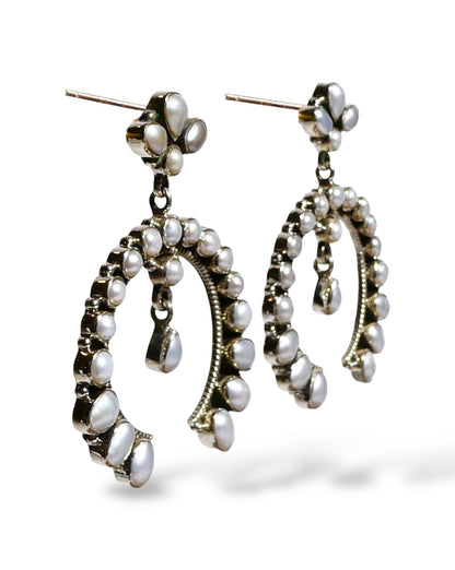Freshwater Pearl Sterling Silver Open Hoop Earrings