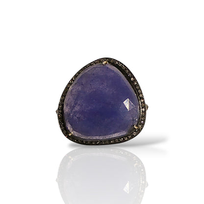 Sapphire & Black Diamond Statement Ring