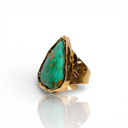 Green Turquoise Teardrop Statement Ring