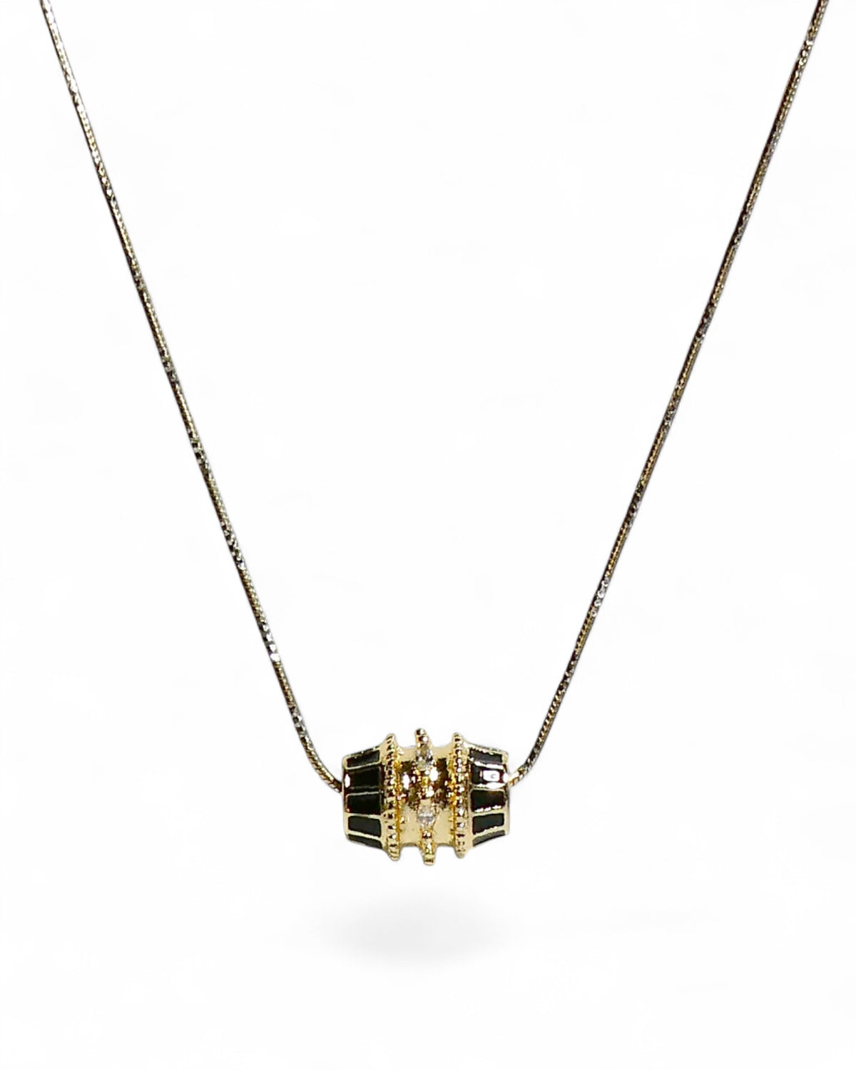 Black Lacquer Barrel Necklace