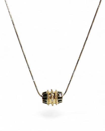 Black Lacquer Barrel Necklace