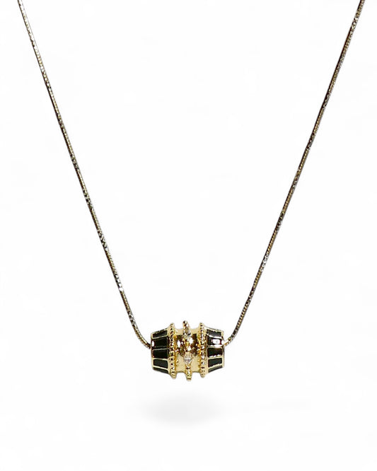 Black Lacquer Barrel Necklace