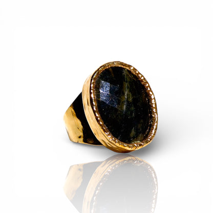 Oval Black Rutilated Quartz Ring