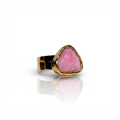 Pink Tourmaline Triangle Ring