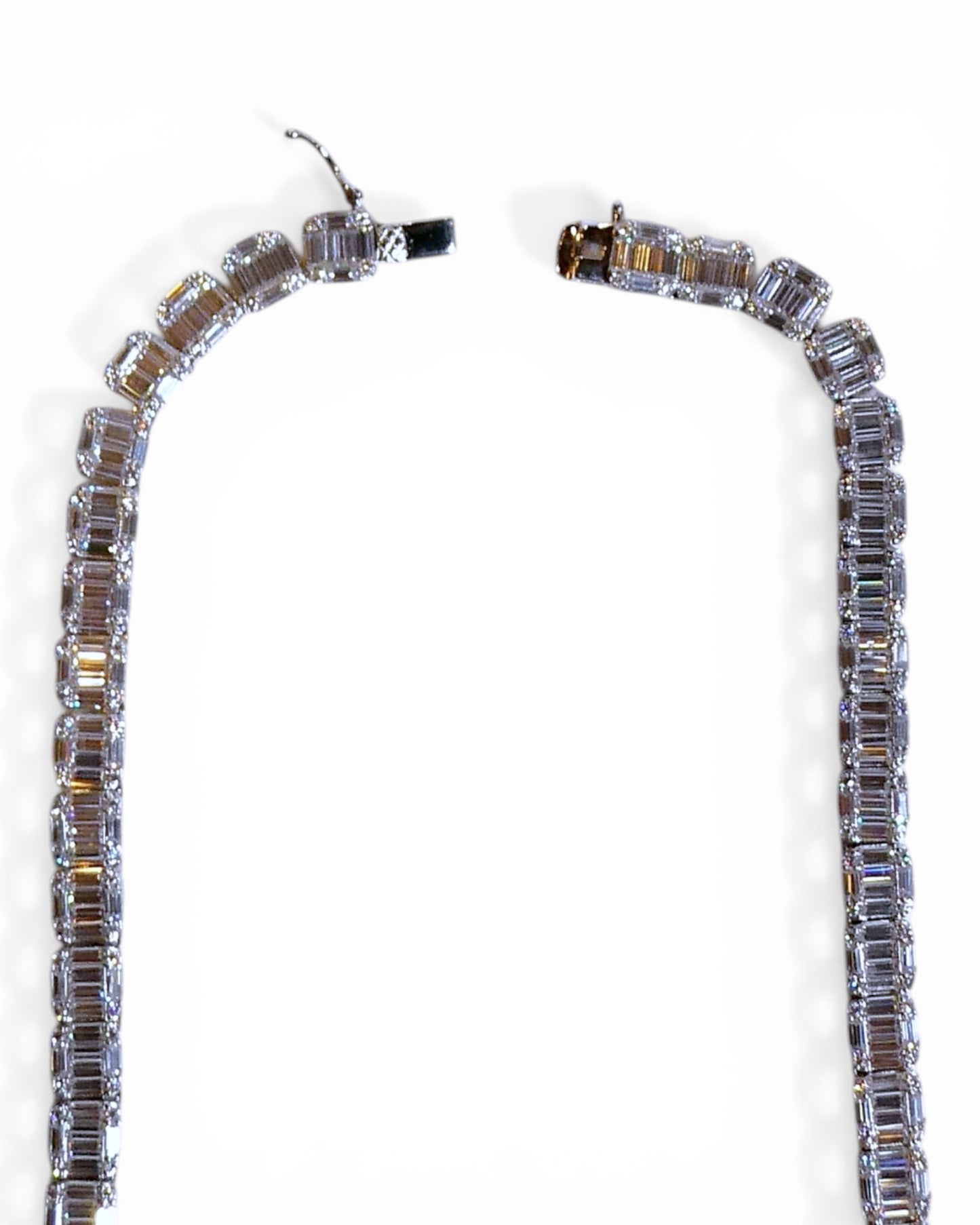 Baguette-Cut Moissanite Tennis Necklace 925 Sterling Silver