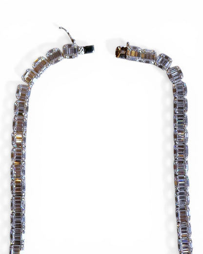 Baguette-Cut Moissanite Tennis Necklace 925 Sterling Silver