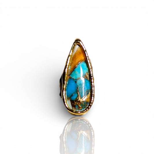 Spiny Oyster Turquoise Teardrop Ring