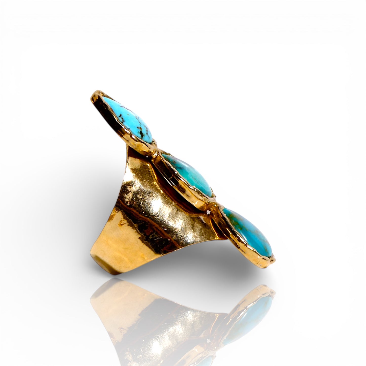 Natural Turquoise Triple Stone Statement Ring
