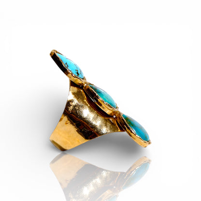 Natural Turquoise Triple Stone Statement Ring