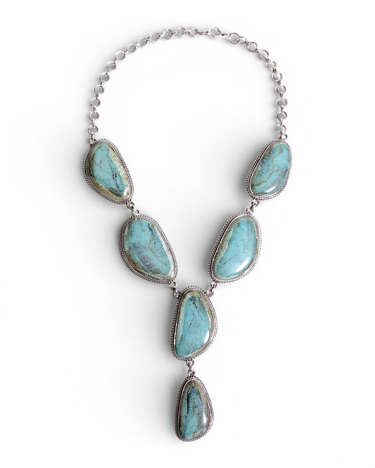 Light Blue Turquoise Y-Drop Necklace in Sterling Silver