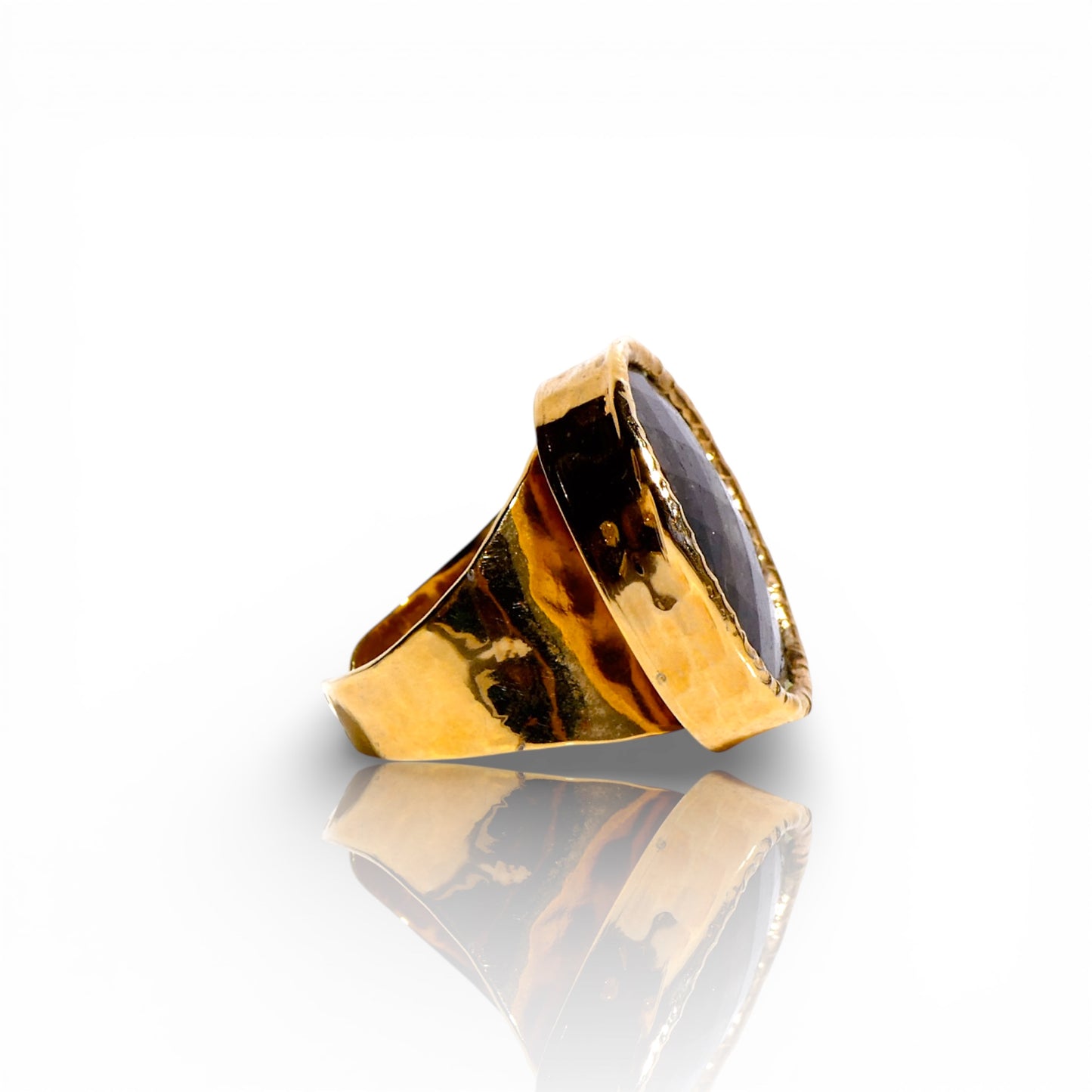 Oval Black Rutilated Quartz Ring