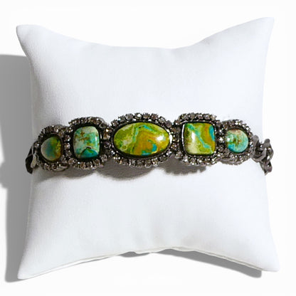 Sonoran Gold Turquoise and Black Diamond Chain Bracelet
