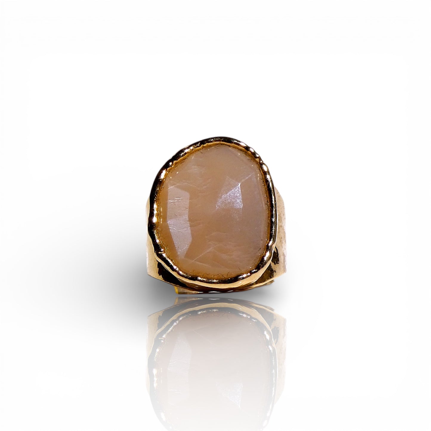 Rose-Cut Peach Moonstone Ring