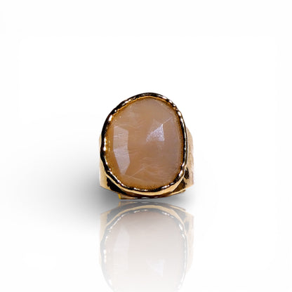 Rose-Cut Peach Moonstone Ring