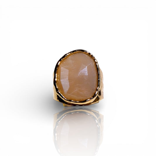 Rose-Cut Peach Moonstone Ring