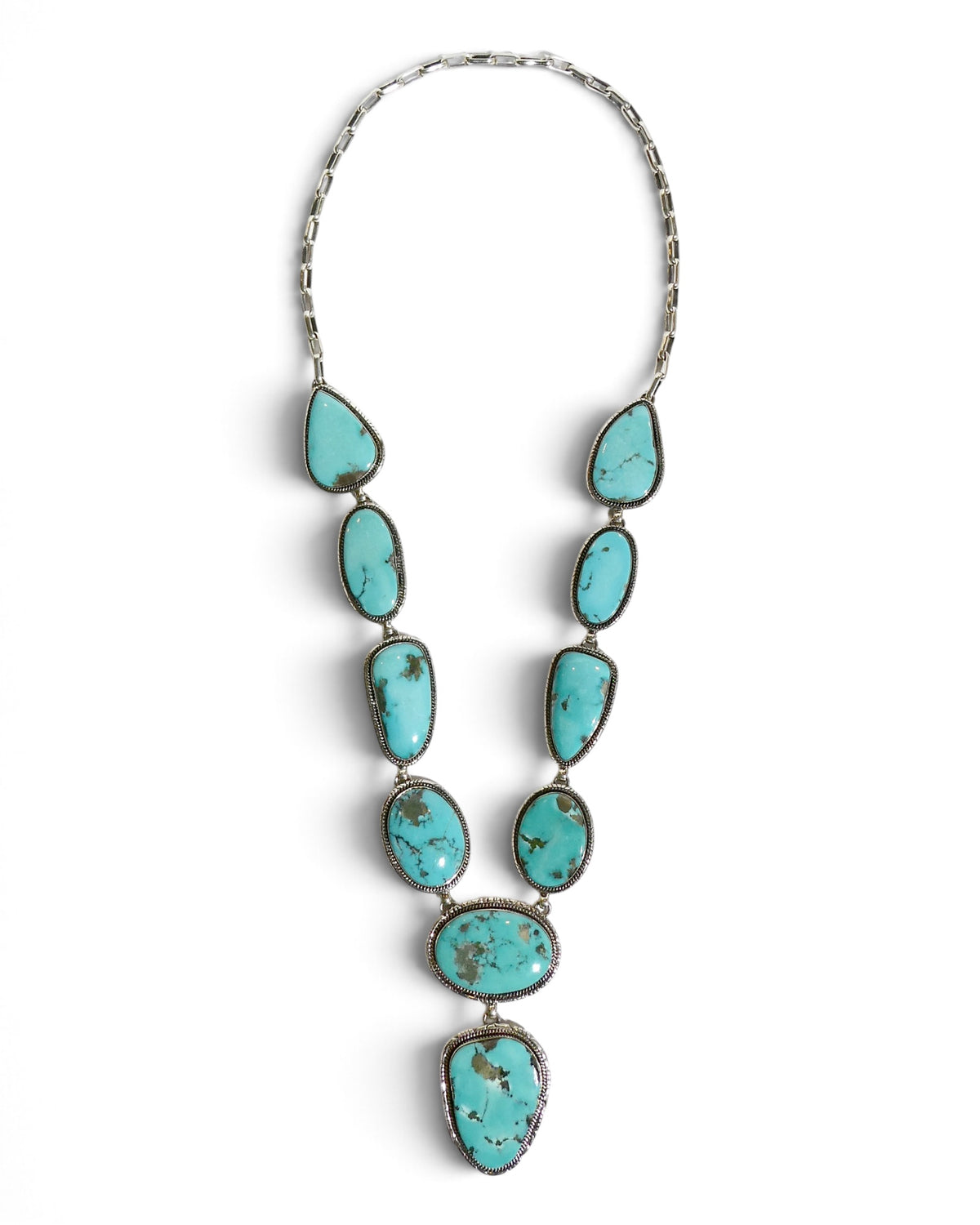Natural Turquoise Sterling Silver Y-Drop Necklace