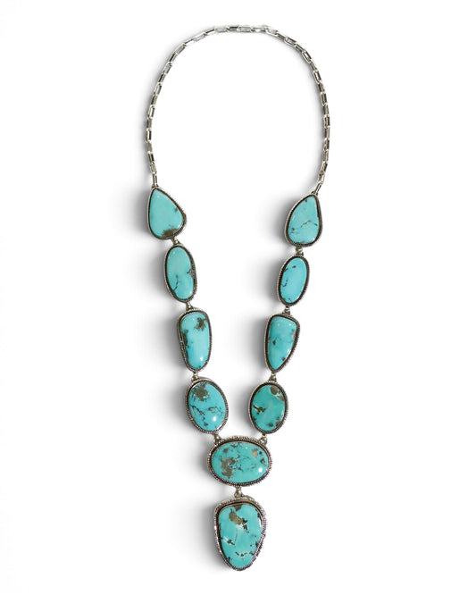 Natural Turquoise Sterling Silver Y-Drop Necklace