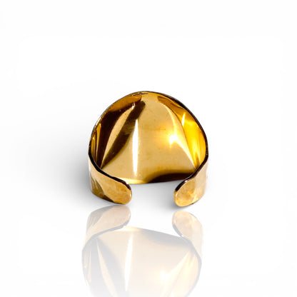Hammered Gold Cigar Ring