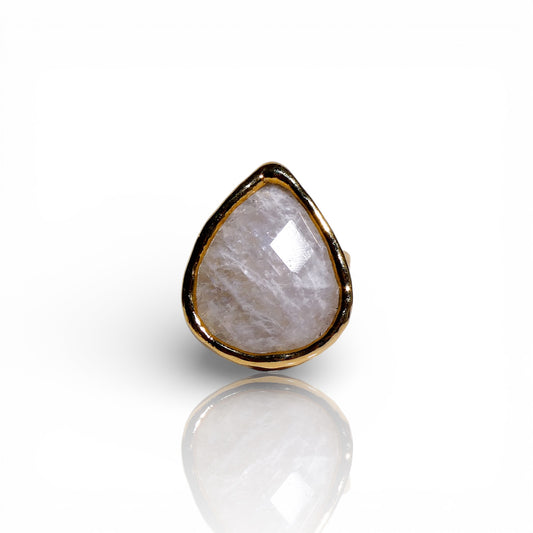 White Moonstone Pear-Shaped Ring
