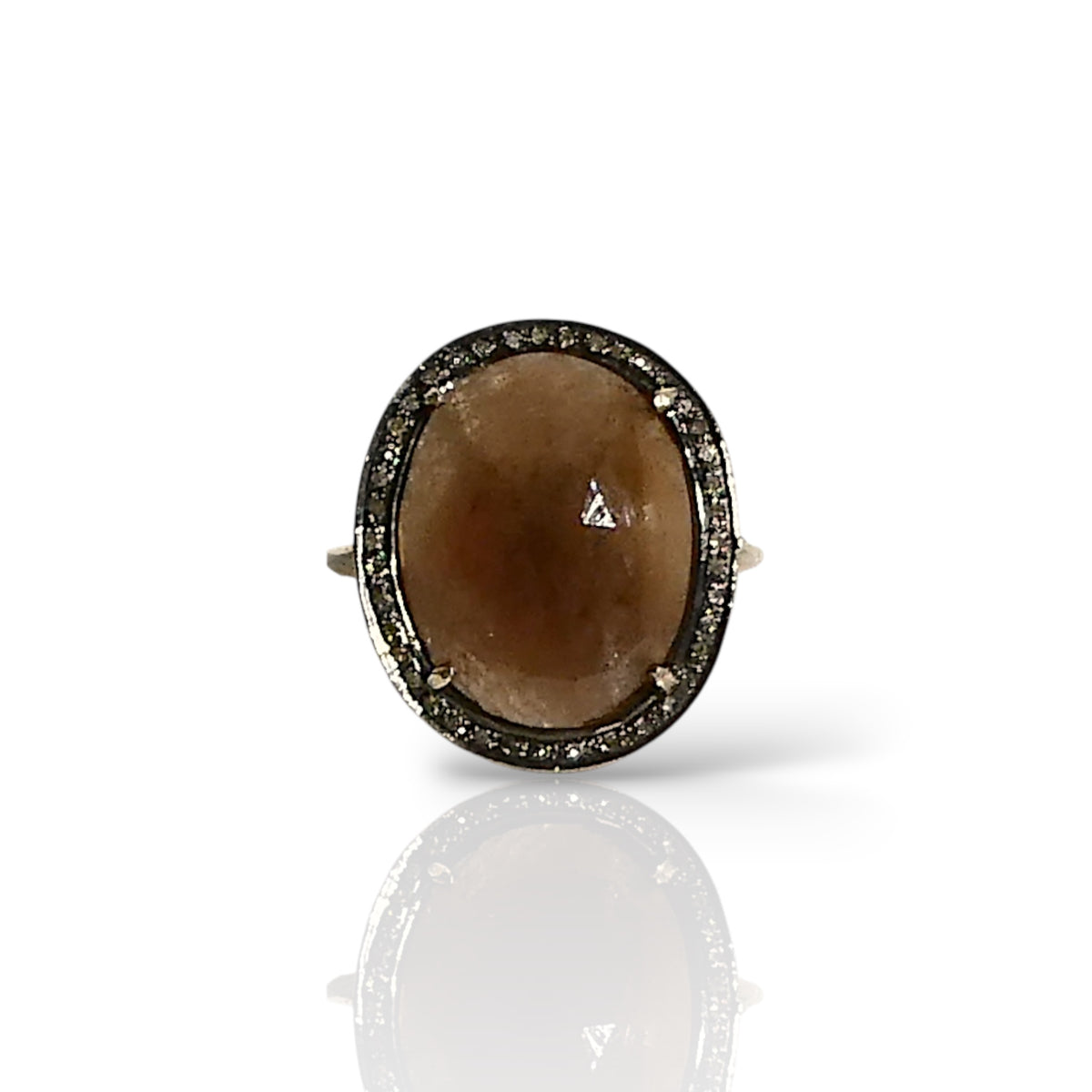 Oval Smoky Quartz & Black Diamond Ring