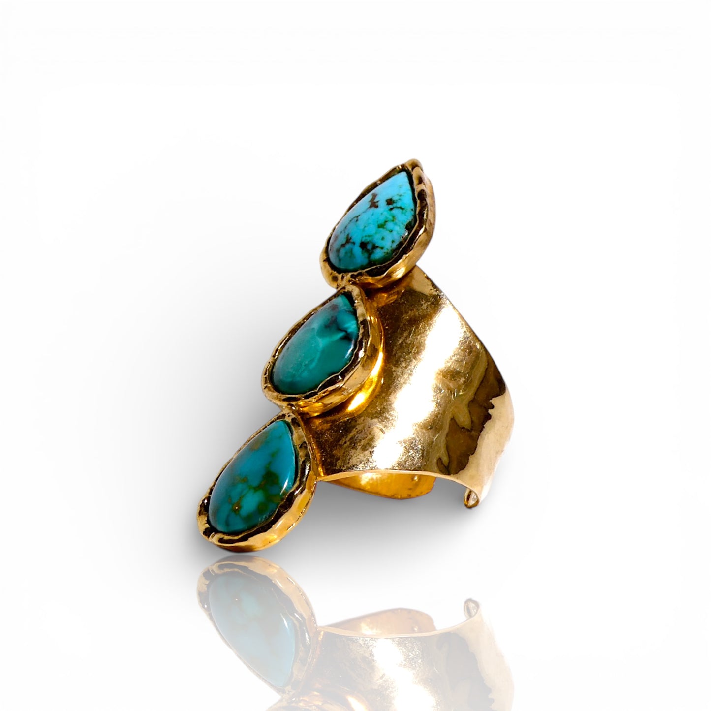 Natural Turquoise Triple Stone Statement Ring