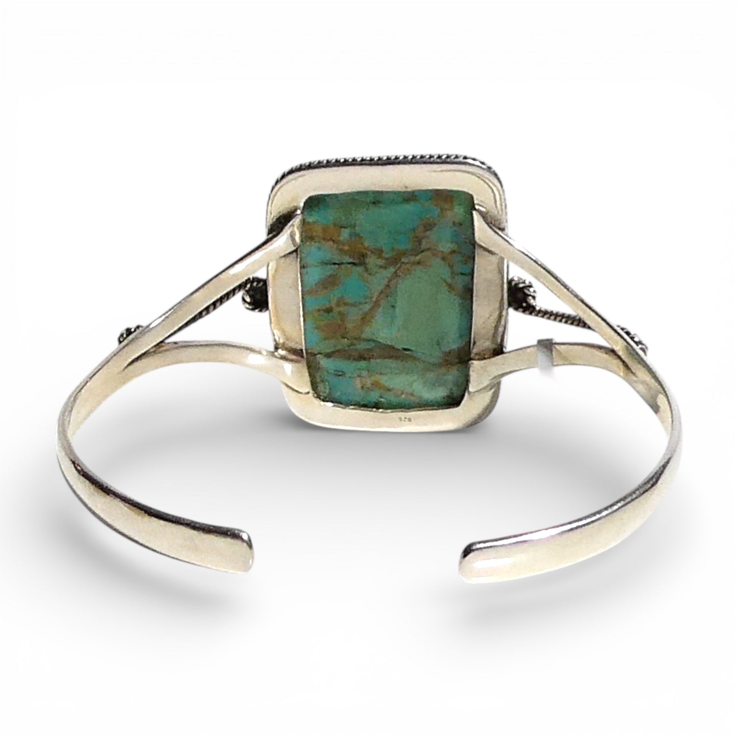 Rectangular Turquoise Skinny Silver Cuff Bracelet