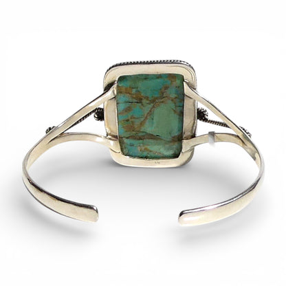 Rectangular Turquoise Skinny Silver Cuff Bracelet