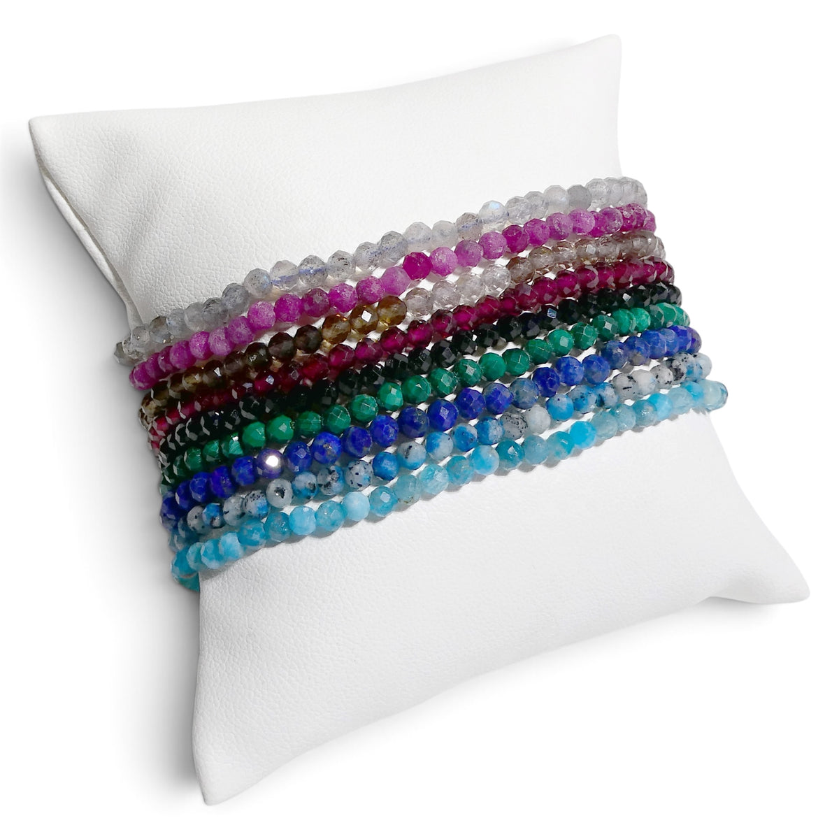 Dainty Faceted Gemstone Stacking Bracelet
