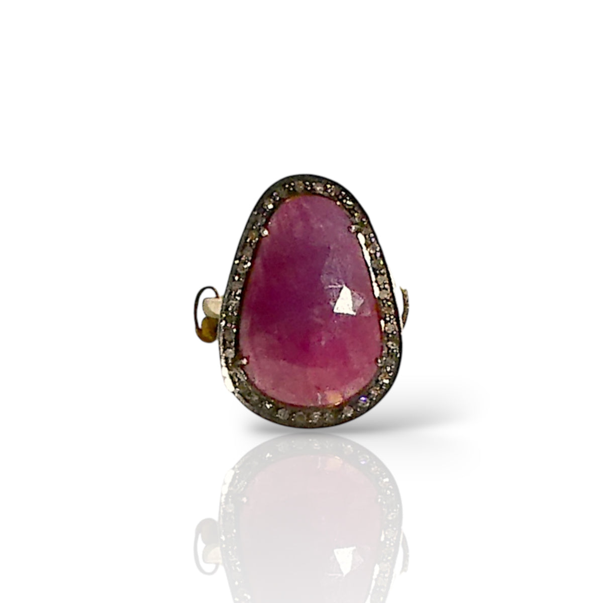 Natural Ruby and Pavé Diamond Ring