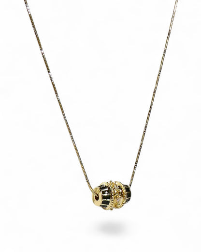 Black Lacquer Barrel Necklace