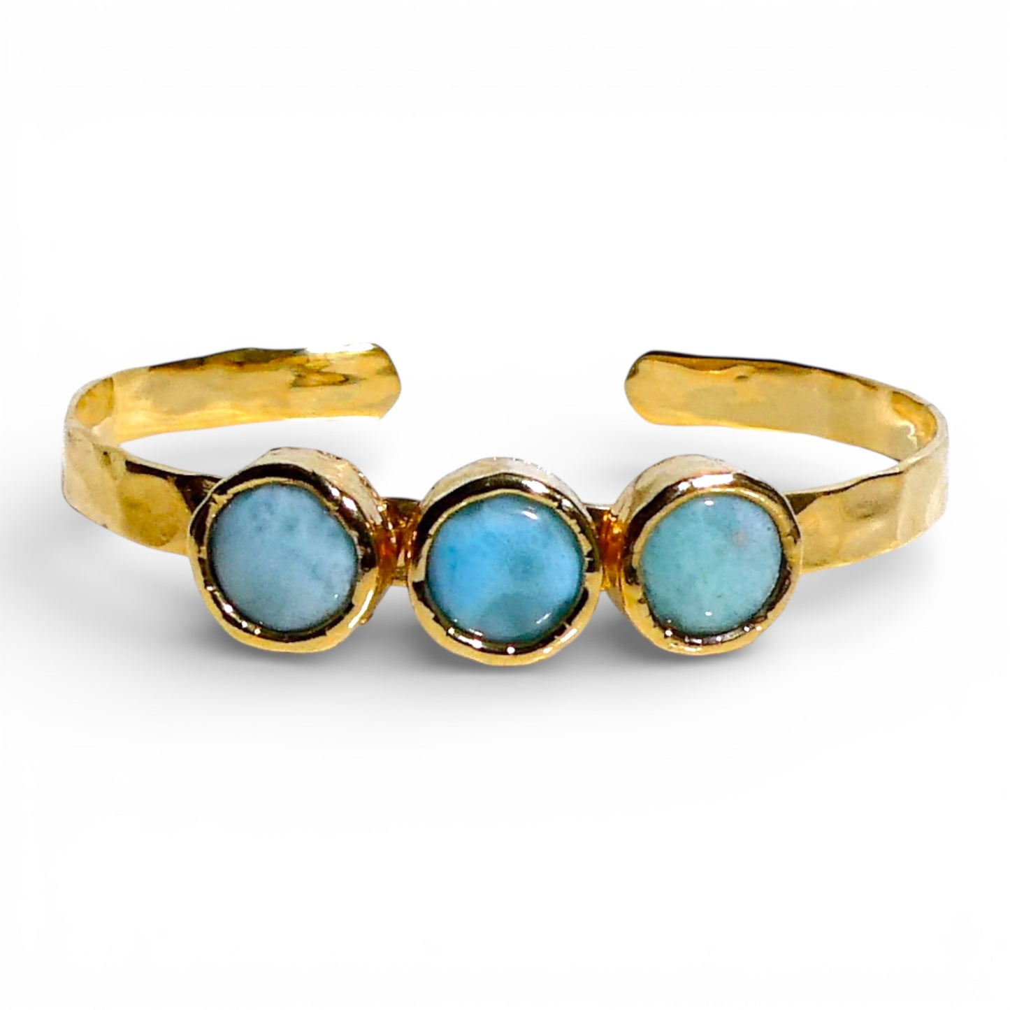 Amazonite Three Stone Hammered Cuff Bracelet
