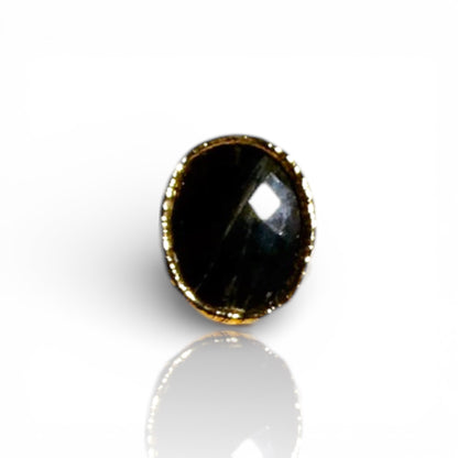 Oval Black Rutilated Quartz Ring