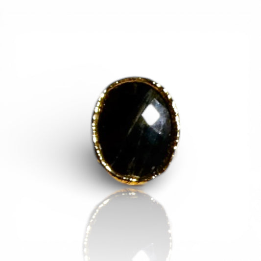 Oval Black Rutilated Quartz Ring