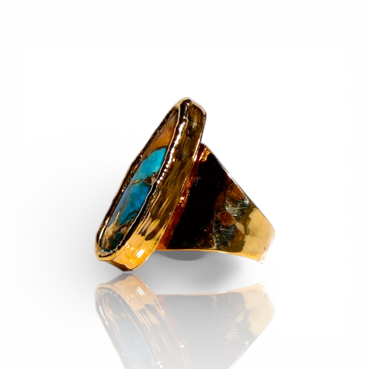 Spiny Oyster Turquoise Teardrop Ring