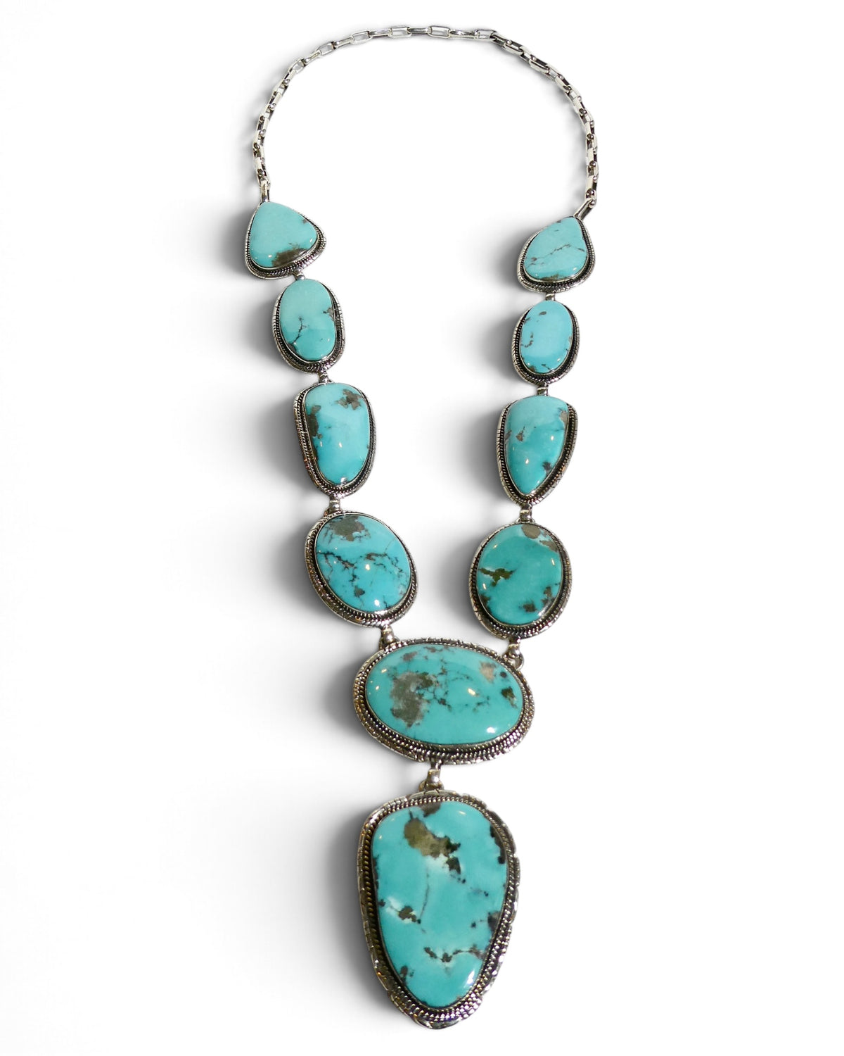 Natural Turquoise Sterling Silver Y-Drop Necklace