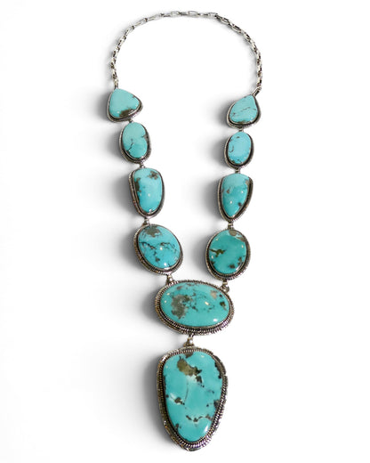 Natural Turquoise Sterling Silver Y-Drop Necklace