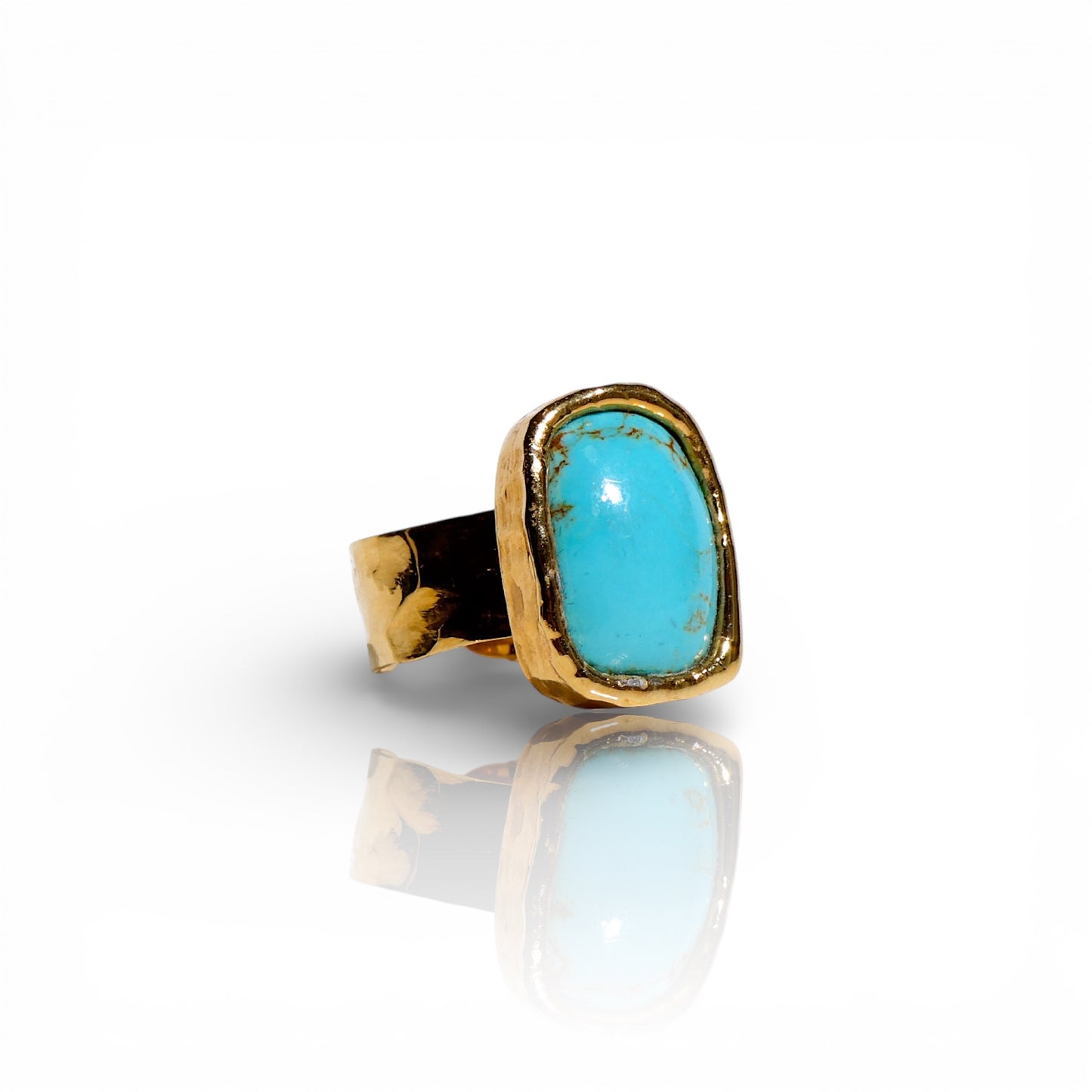 Natural Bright Blue Turquoise Small Rectangular Ring