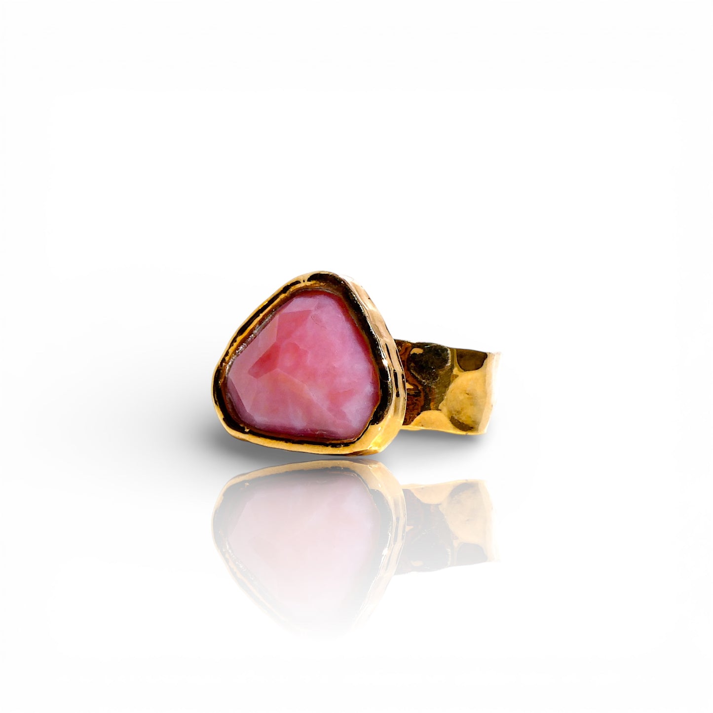Pink Tourmaline Triangle Ring