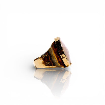 Rose-Cut Peach Moonstone Ring