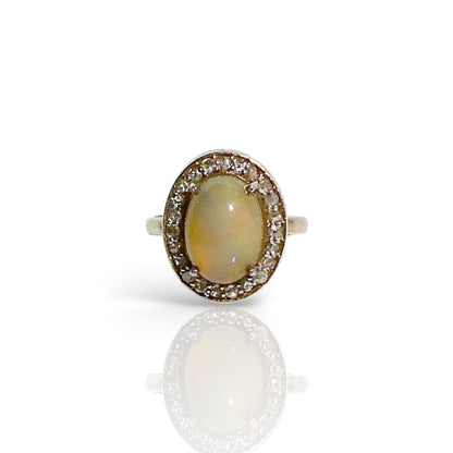 Oval Opal Halo Ring