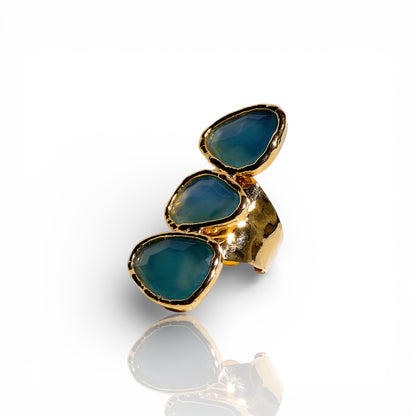 Stacked Blue Chalcedony Statement Ring
